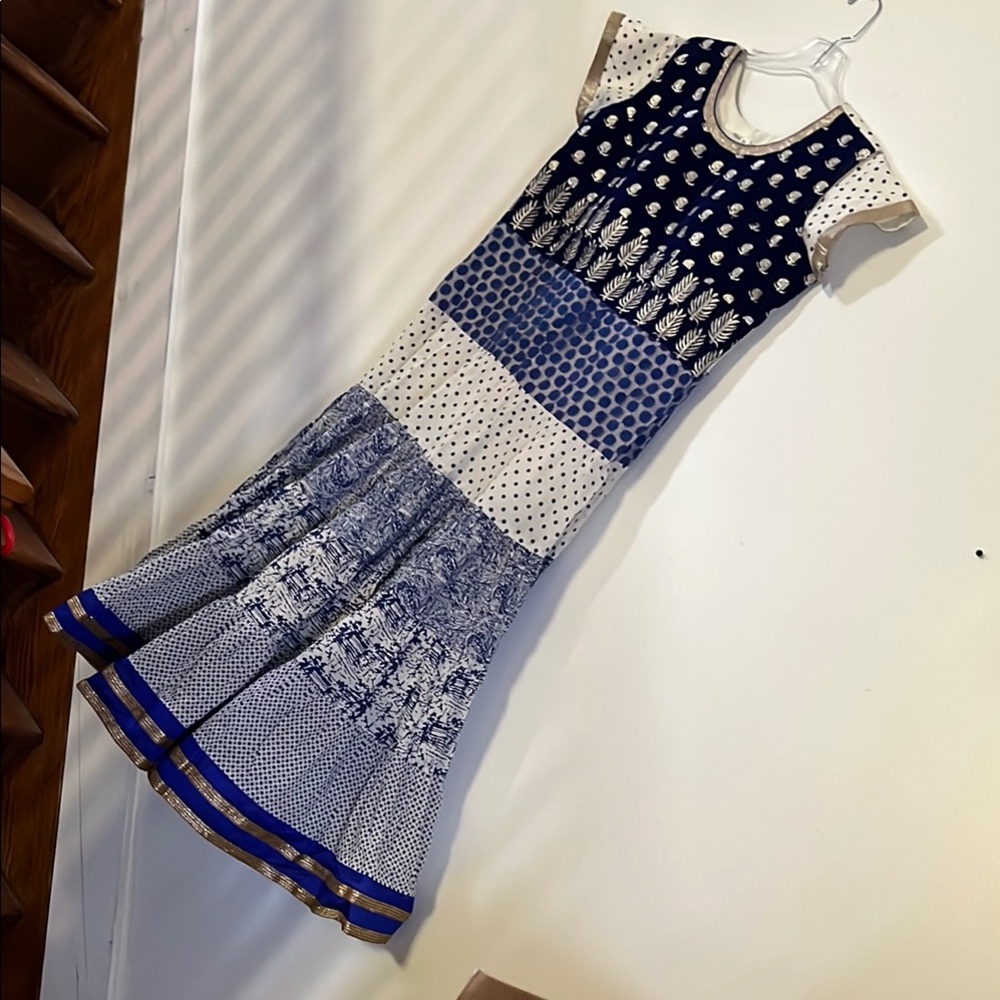Blue and White Patterned Dress